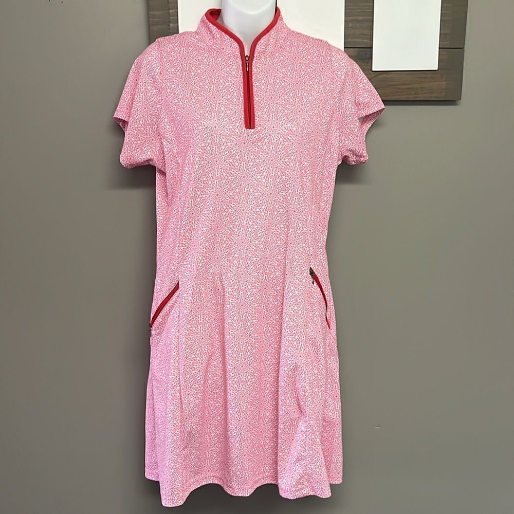 Bermuda Sands Tropical Golf Dress with White Pull-On Athletic Shorts & Belt-Med - Picture 4 of 12